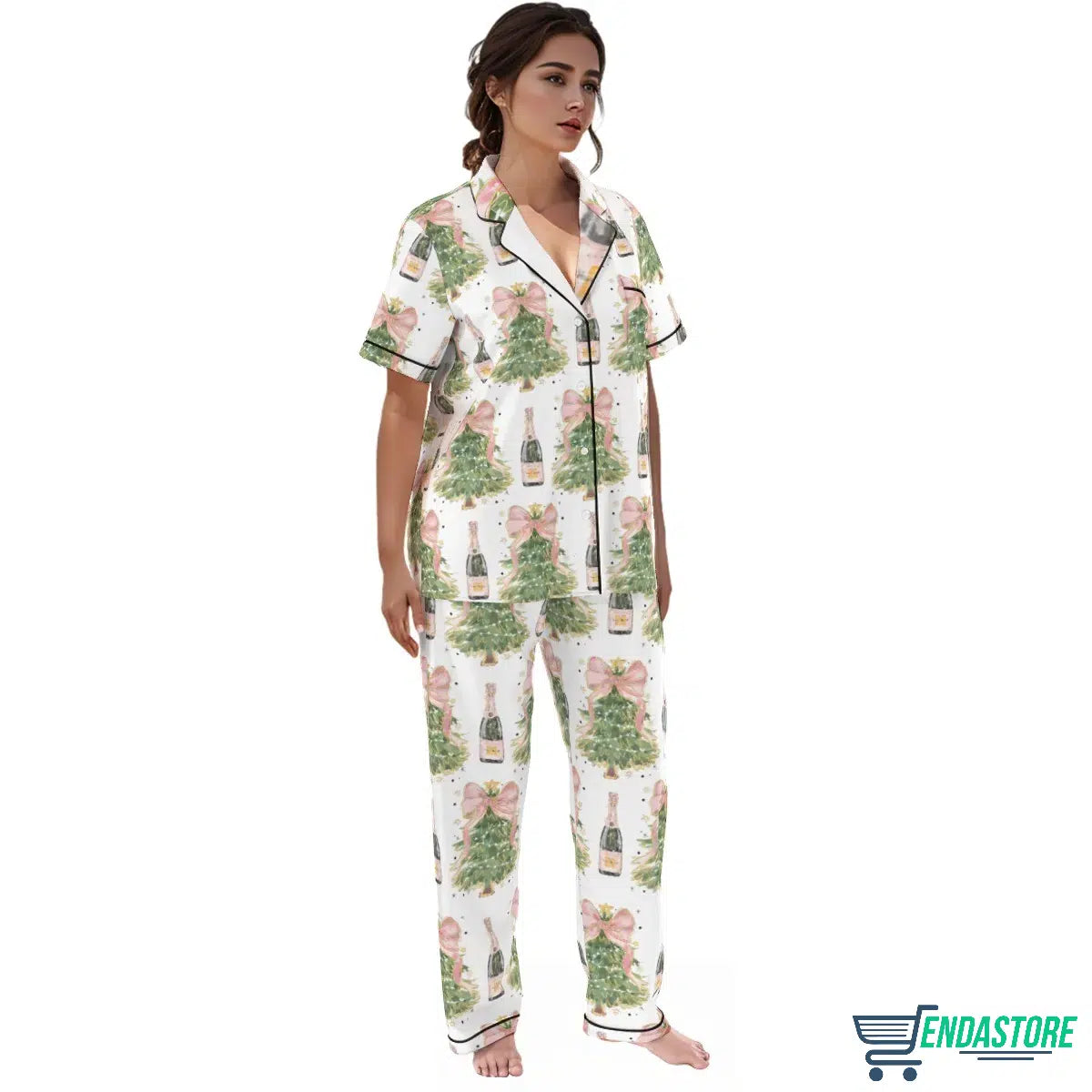 Coquette Glitter Christmas Tree Pajama Set 3D Christmas Sweater - Holiday Gift product image 4