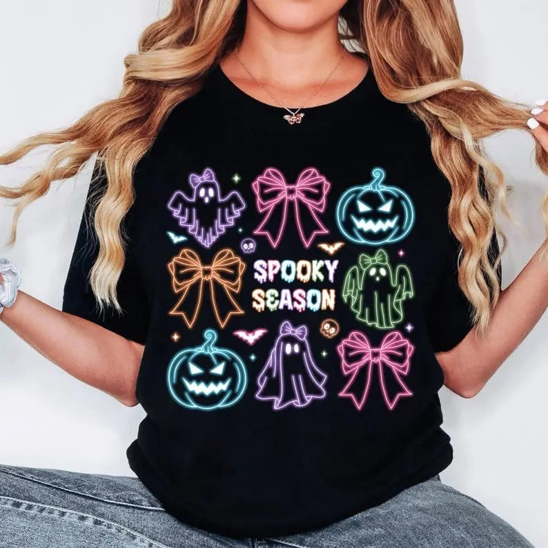 Coquette Halloween Spooky Season Ghost Neon Mama - Adult & Kids T-Shirts, Sweatshirts & Hoodies apparel design preview 1