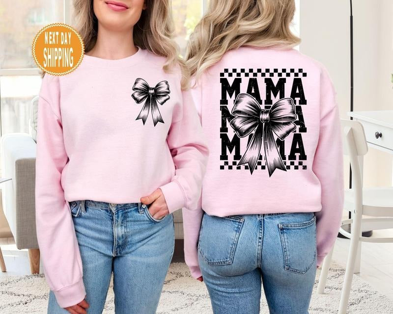 Coquette Mama Bow Hoody Mom Girl Baby Shower - Adult & Kids T-Shirts, Sweatshirts & Hoodies apparel design preview 1