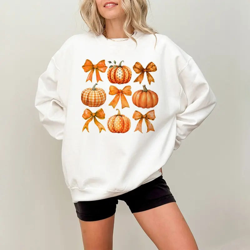 Coquette Pumpkin Fall Pumpkins Sublimation Bow Autumn - Adult & Kids T-Shirts, Sweatshirts & Hoodies apparel design preview 1