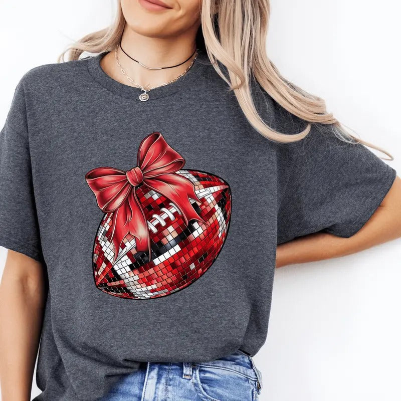 Coquette Red Bow Football Cute Season Casual - Adult & Kids T-Shirts, Sweatshirts & Hoodies apparel design preview 1