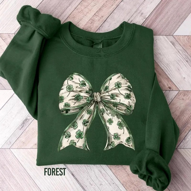 Coquette St Patrick'S Day Bow Lucky Shamrock Irish - Adult & Kids T-Shirts, Sweatshirts & Hoodies apparel design preview 1