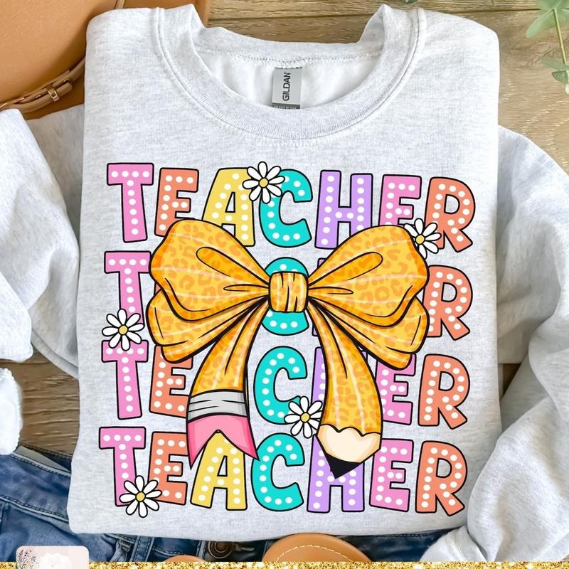 Coquette Teacher Back School Appreciation First Day - Adult & Kids T-Shirts, Sweatshirts & Hoodies apparel design preview 1