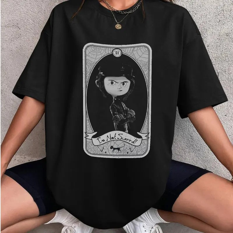 Coraline I'M Not Scared! Card Horror Movies Character - Adult & Kids T-Shirts, Sweatshirts & Hoodies apparel design preview 1