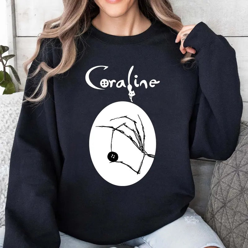 Coraline Beldam Hand Button Coraine Movies Horror - Adult & Kids T-Shirts, Sweatshirts & Hoodies apparel design preview 1