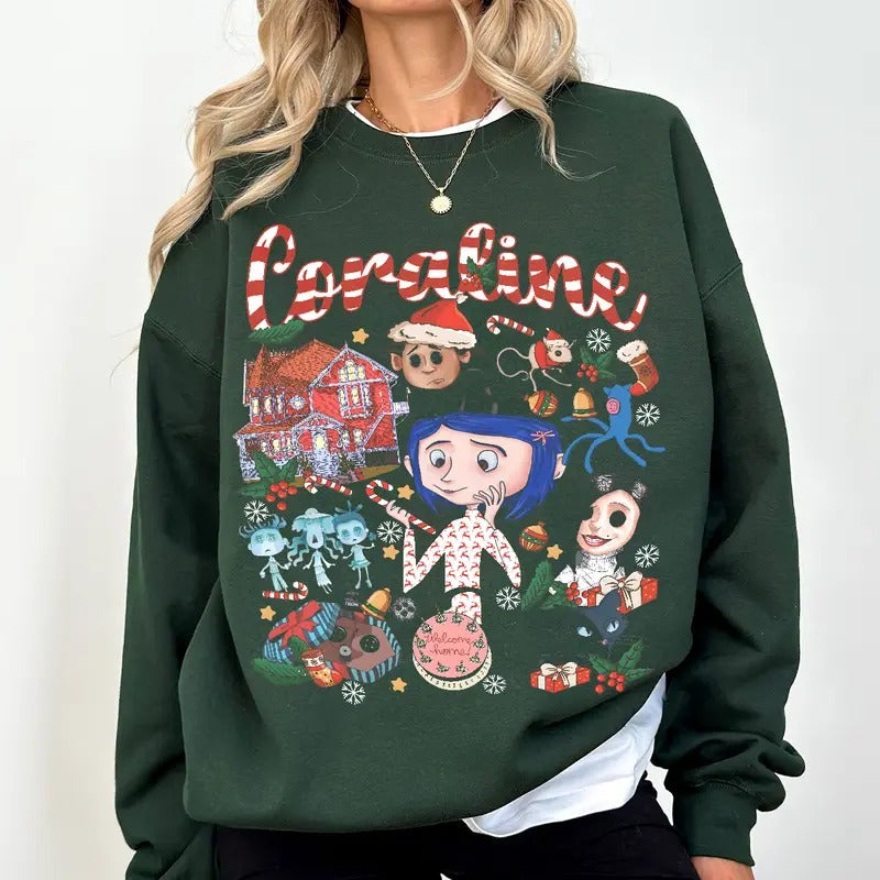 Coraline Famous Horror Movies Character Halloween - Adult & Kids T-Shirts, Sweatshirts & Hoodies apparel design preview 1