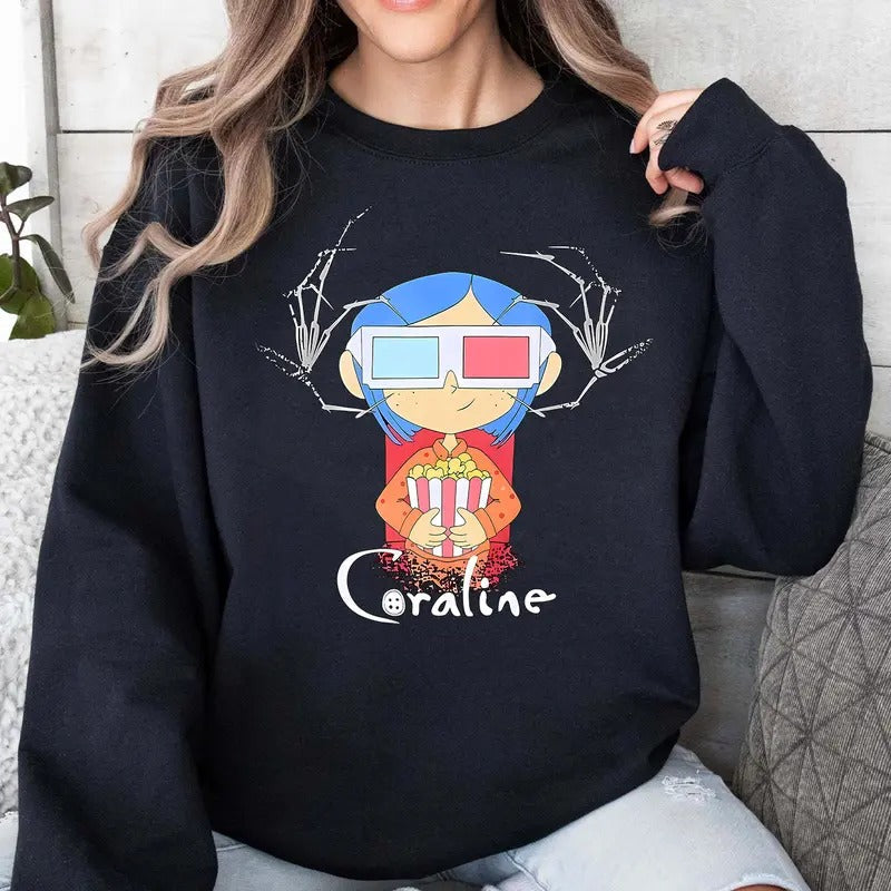 Coraline Cinema 3D Movies Horror Hallowen - Adult & Kids T-Shirts, Sweatshirts & Hoodies apparel design preview 1