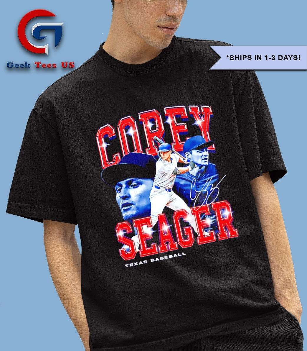 Corey Seager Texas Rangers baseball flair signature - Adult & Kids T-Shirts, Sweatshirts & Hoodies apparel design preview 1