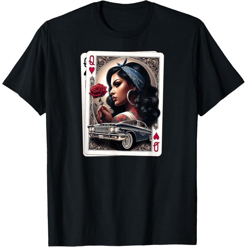 Cotton Short Sleeve Lowrider Chicana Chicano Retro - Adult & Kids T-Shirts, Sweatshirts & Hoodies apparel design preview 1