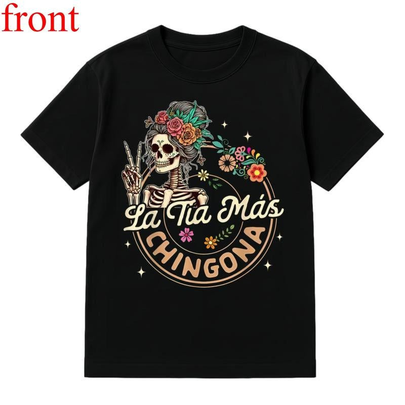 Cotton Spanish Hispanic Aunt Latina Skeleton La Tia - Adult & Kids T-Shirts, Sweatshirts & Hoodies apparel design preview 1