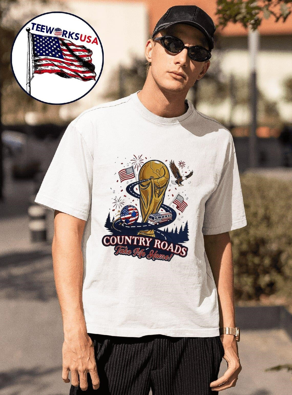 Country Roads Take Me Home USA Soccer World Cup - Adult & Kids T-Shirts, Sweatshirts & Hoodies apparel design preview 1