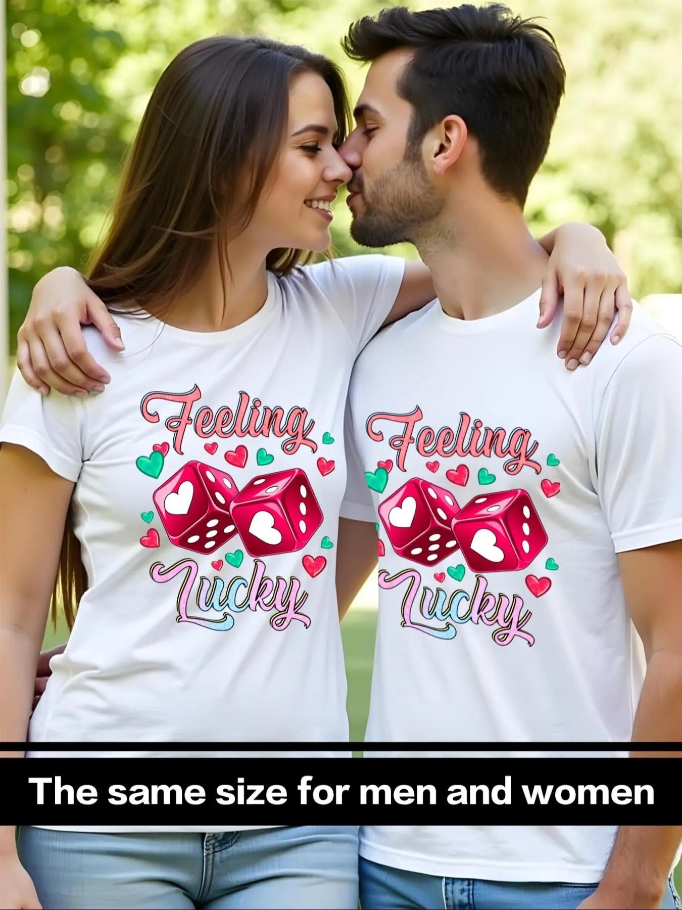 Couple'S Dice Heart Print Short Sleeve Casual Comfy - Adult & Kids T-Shirts, Sweatshirts & Hoodies apparel design preview 1