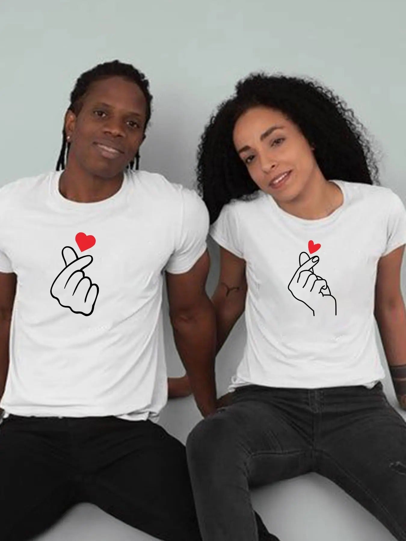 Couple'S Heart Print Short Sleeve Casual Street Loose - Adult & Kids T-Shirts, Sweatshirts & Hoodies apparel design preview 1