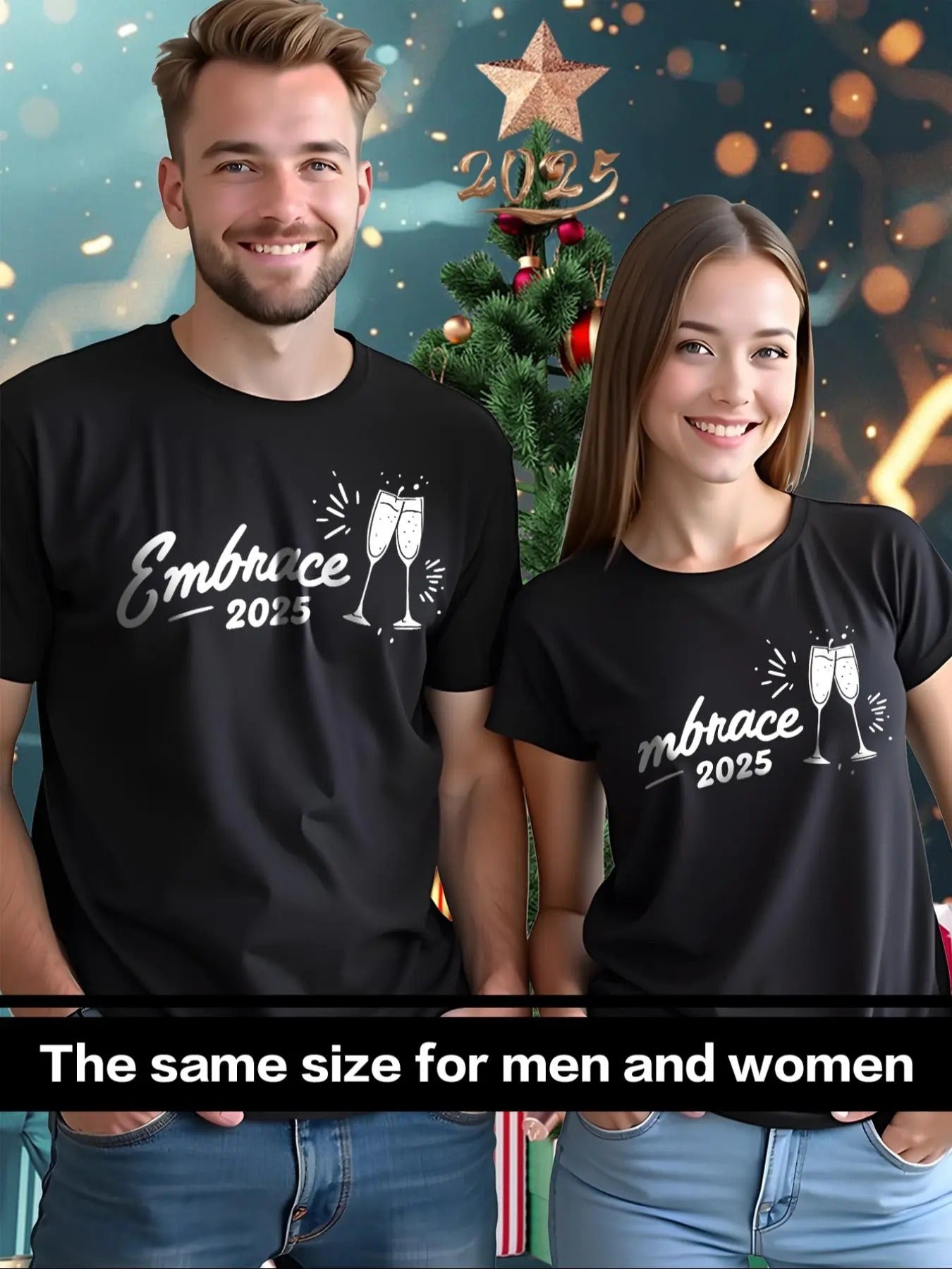 Couple'S Letter Champagne Print Short Sleeve Casual - Adult & Kids T-Shirts, Sweatshirts & Hoodies apparel design preview 1