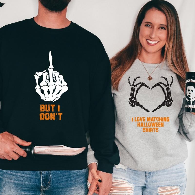 Couples Halloween I Love Matching But Don'T Skeleton - Adult & Kids T-Shirts, Sweatshirts & Hoodies apparel design preview 1