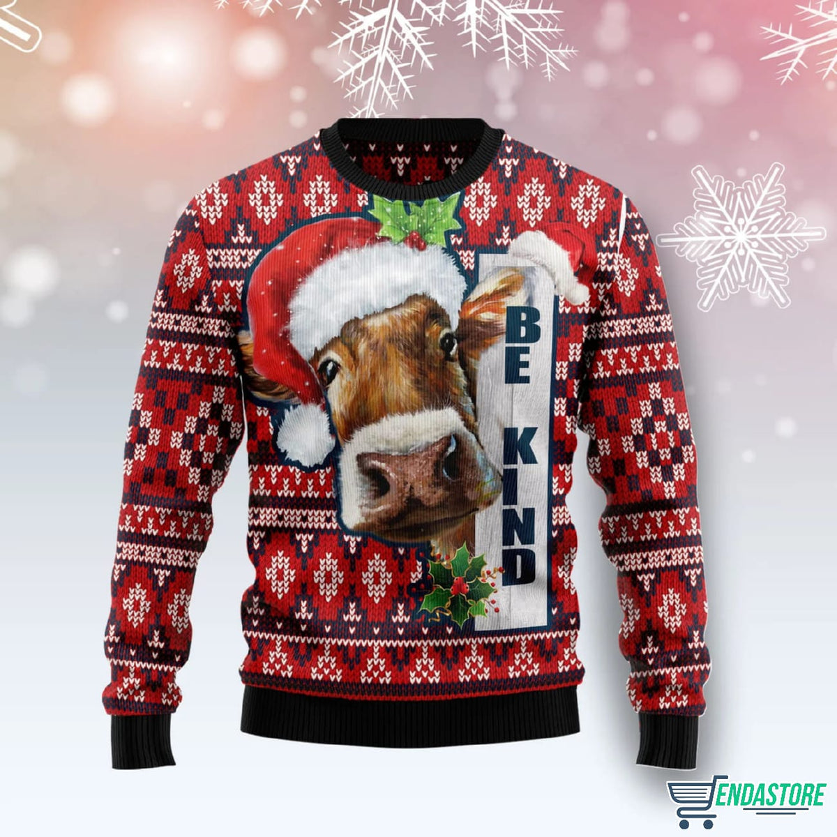 Cow Be Kind 3D Ugly Christmas Sweater - Holiday Gift product image