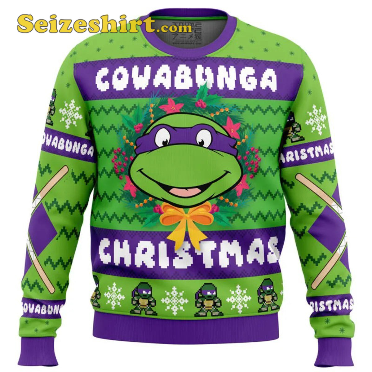 Cowabunga Donatello Christmas Teenage Mutant Ninja Turtles , 3D Hoodie 3D Ugly Christmas Sweater - Holiday Gift product image