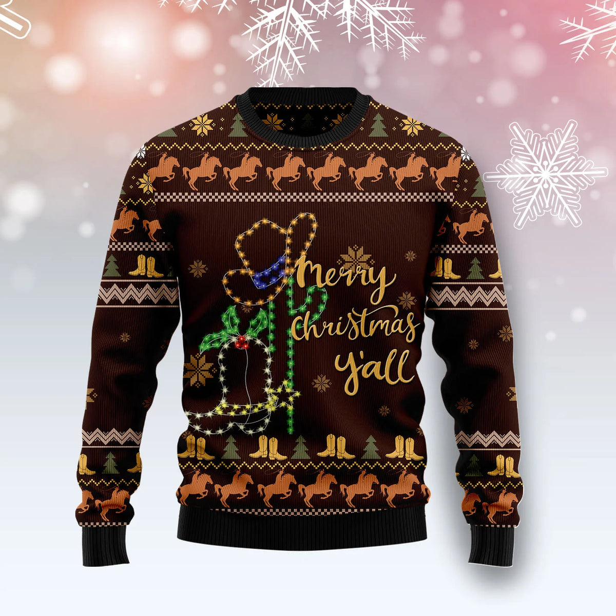 Cowboy Boots Christmas 3D Ugly Christmas Sweater - Holiday Gift product image