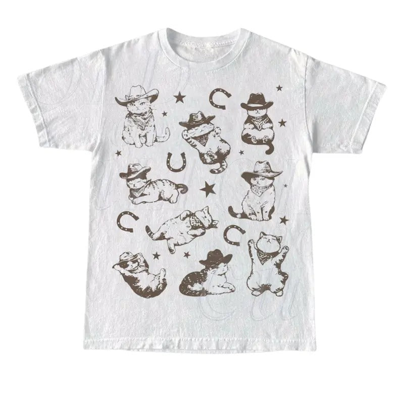 Cowboy Cats Kittens Western Vintage Retro 90s Cowgirl - Adult & Kids T-Shirts, Sweatshirts & Hoodies apparel design preview 1