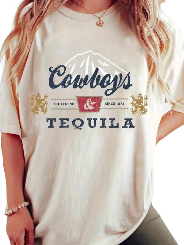 Cowboy Print Drop Shoulder Short Sleeve Crew Neck - Adult & Kids T-Shirts, Sweatshirts & Hoodies apparel design preview 1