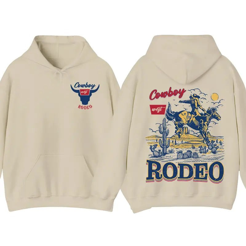 Cowboy Rodeo Vintage 2 Sided Retro Washed Tops 90s - Adult & Kids T-Shirts, Sweatshirts & Hoodies apparel design preview 1