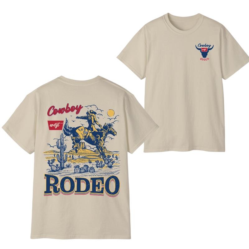 Cowboy Rodeo Vintage 2 Sided Retro Washed - Adult & Kids T-Shirts, Sweatshirts & Hoodies apparel design preview 1