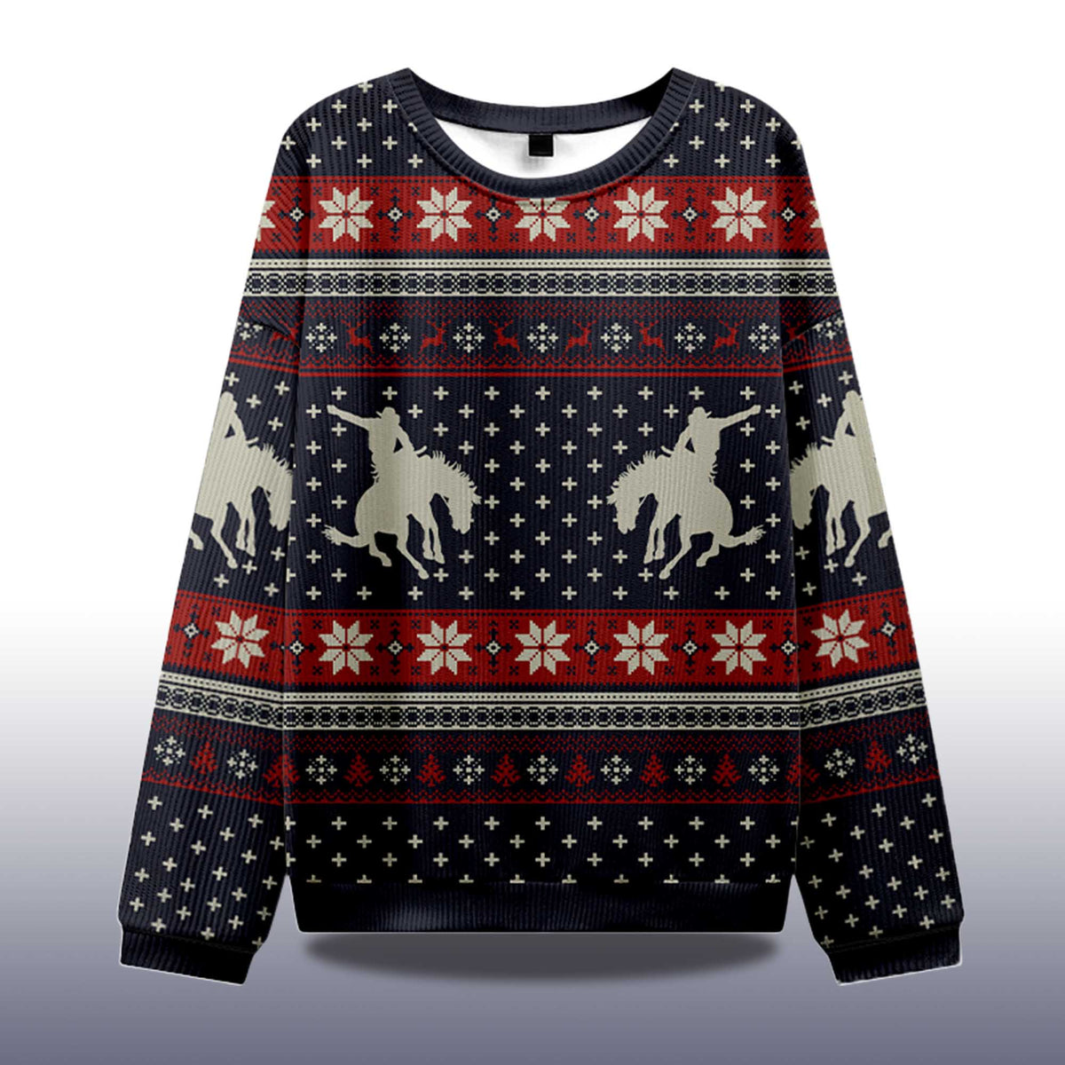 Cowboy Silhouette Ugly Christmas Sweater - Holiday Gift product image 4