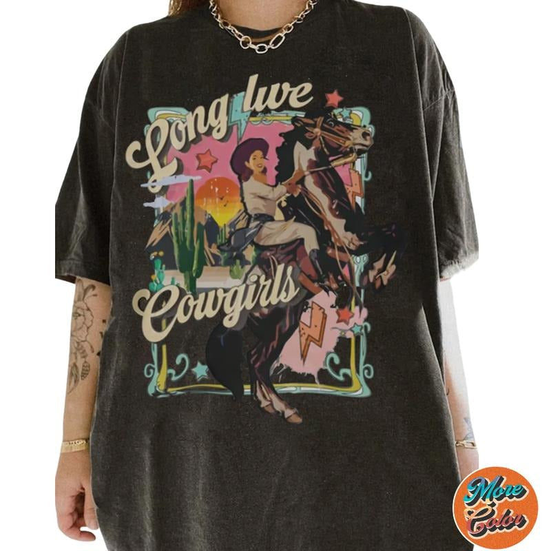 Cowgirl Western Movie Cotton Crew Neck Size S 3XL - Adult & Kids T-Shirts, Sweatshirts & Hoodies apparel design preview 1