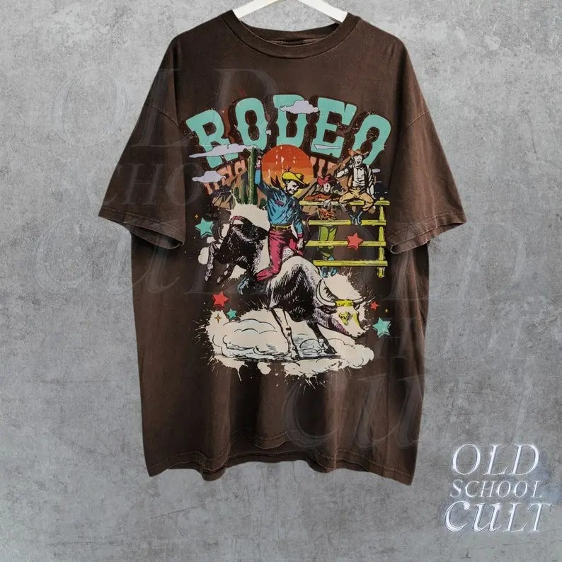 Cowgirl Western Vintage 90s Retro Rodeo Oversize - Adult & Kids T-Shirts, Sweatshirts & Hoodies apparel design preview 1