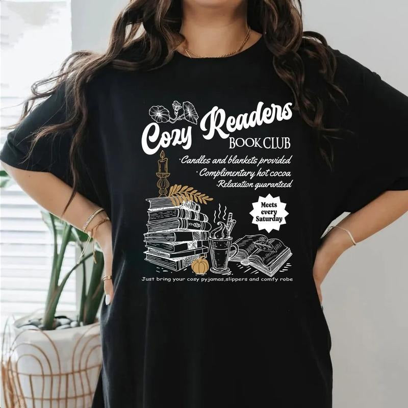 Cozy Girl Book Club Coffee Lover Fall Reader Autumn - Adult & Kids T-Shirts, Sweatshirts & Hoodies apparel design preview 1