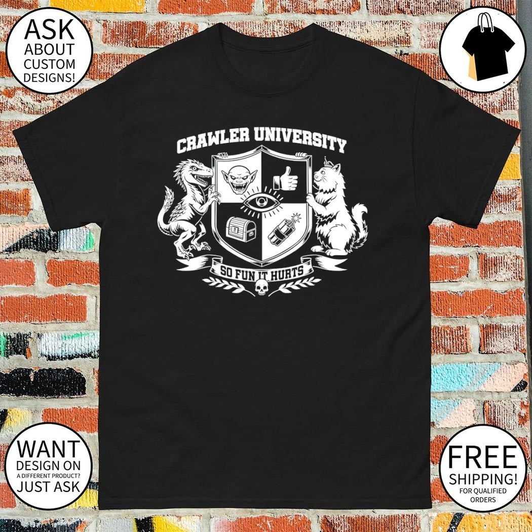Crawler University Dungeon Carl featuring Mongo and - Adult & Kids T-Shirts, Sweatshirts & Hoodies apparel design preview 1