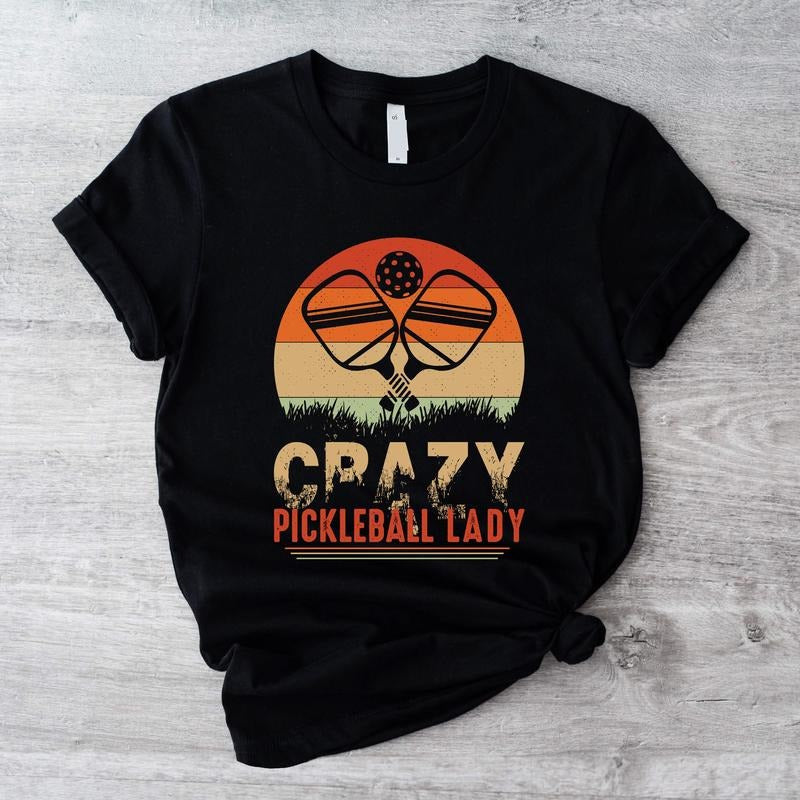 Crazy Pickleball Lady Lover Sport Mom Player Short - Adult & Kids T-Shirts, Sweatshirts & Hoodies apparel design preview 1
