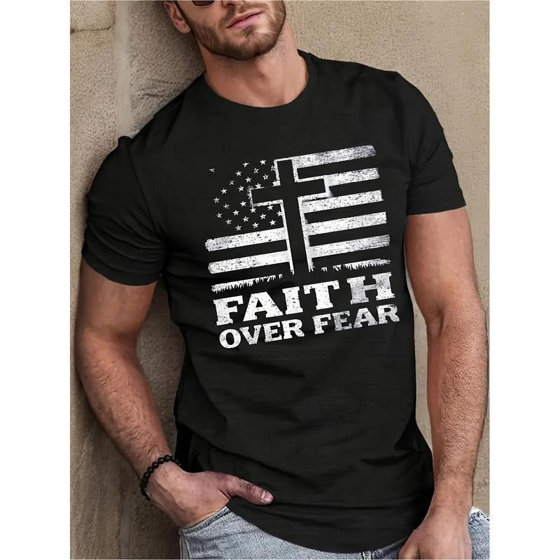 Cross Flag FAITH OVER FEAR Letter Printed Short - Adult & Kids T-Shirts, Sweatshirts & Hoodies apparel design preview 1