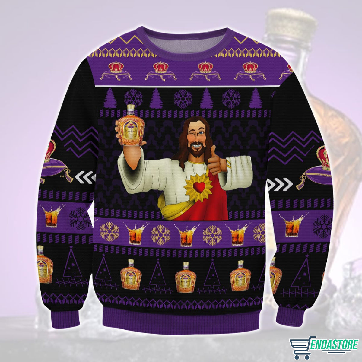 Crown Royal Jesus Like 3D Ugly Christmas Sweater - Gift Idea product image