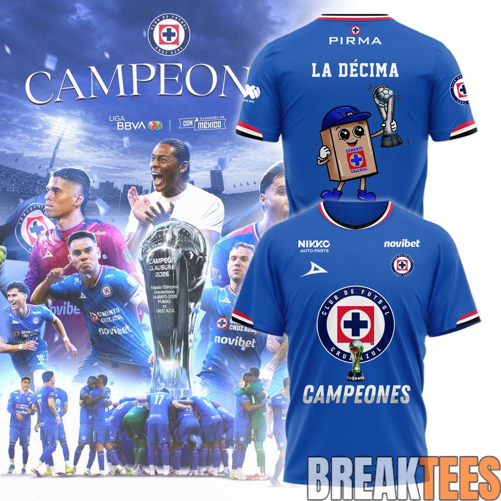 Cruz Azul La Décima Liga MX 2026 - Adult & Kids T-Shirts, Sweatshirts & Hoodies apparel design preview 1