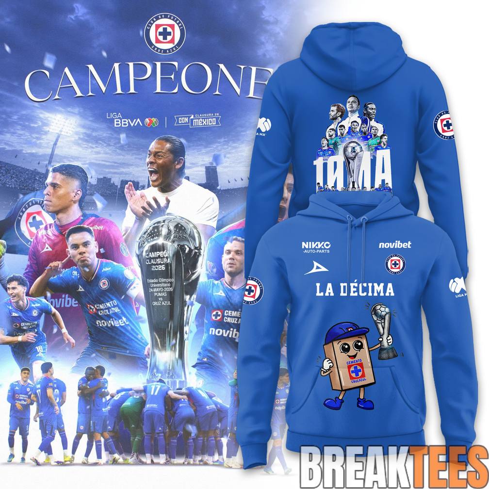 Cruz Azul La Décima Liga MX 2026 Special - Adult & Kids T-Shirts, Sweatshirts & Hoodies apparel design preview 1