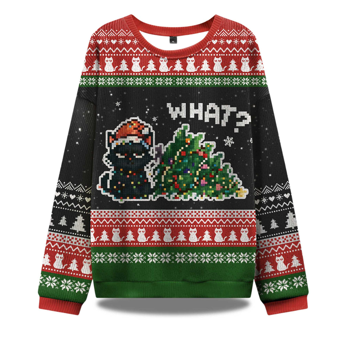 Curious Cat Ugly Christmas Sweater - Holiday Gift product image