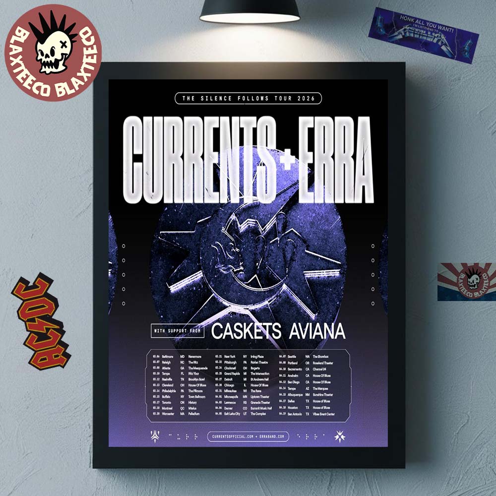 Currents And Erra The Silence Follows Tour 2026 - Adult & Kids T-Shirts, Sweatshirts & Hoodies apparel design preview 1