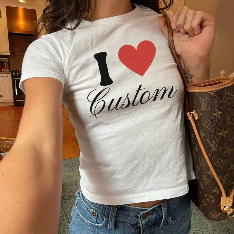 Custom "I Love" Heart Fitted Personalized Her Text - Adult & Kids T-Shirts, Sweatshirts & Hoodies apparel design preview 1