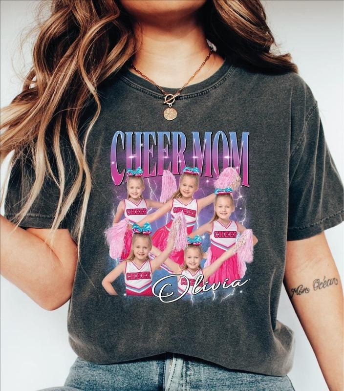 Custom Cheer Mom Photo Mama Game Day Leading Your Own - Adult & Kids T-Shirts, Sweatshirts & Hoodies apparel design preview 1