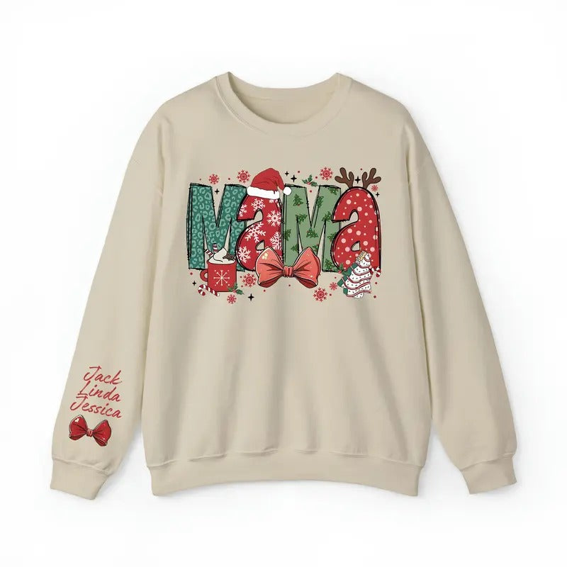 Custom Mama Mom Coquette Bow Claus - Adult & Kids T-Shirts, Sweatshirts & Hoodies apparel design preview 1