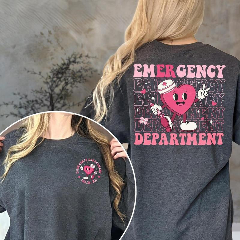 Custom Emergency Department Valentine Er Nurse - Adult & Kids T-Shirts, Sweatshirts & Hoodies apparel design preview 1