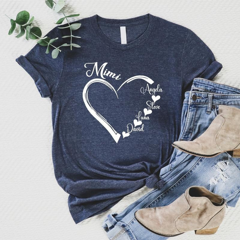 Custom Mimi Grandma Heart Nana Grandkids Name - Adult & Kids T-Shirts, Sweatshirts & Hoodies apparel design preview 1