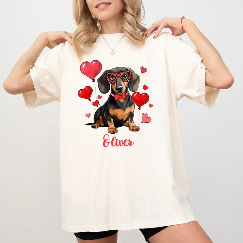 Custom Name Dachshund Comfort Colors Personalized - Adult & Kids T-Shirts, Sweatshirts & Hoodies apparel design preview 1