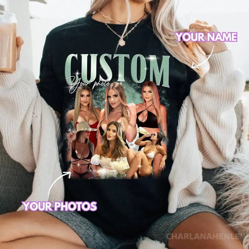 Custom Photo Bootleg Girlfriend 6 Face 90s Retro - Adult & Kids T-Shirts, Sweatshirts & Hoodies apparel design preview 1