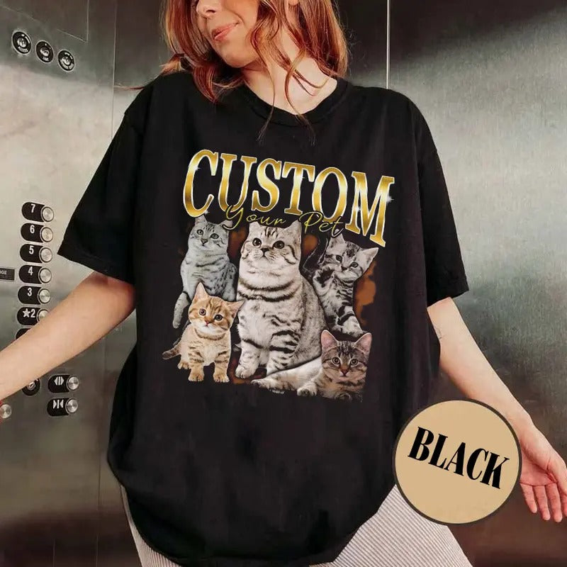 Custom Photo Cat Bootleg 90s Rap Pet Your Own Change - Adult & Kids T-Shirts, Sweatshirts & Hoodies apparel design preview 1