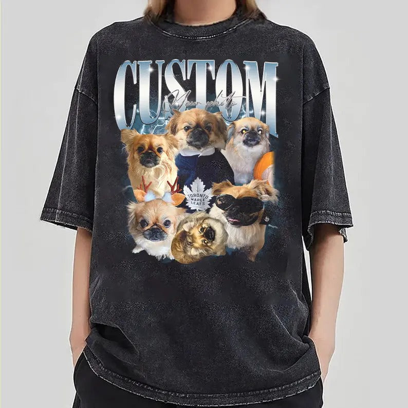 Custom Photo Dog Bootleg 90s Rap Pet Your Own Change - Adult & Kids T-Shirts, Sweatshirts & Hoodies apparel design preview 1