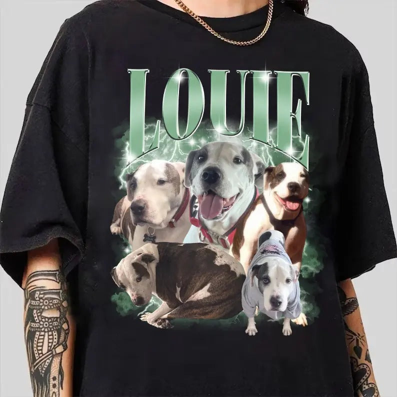 Custom Photo Dog Bootleg 90s Rap Pet Your Own Change - Adult & Kids T-Shirts, Sweatshirts & Hoodies apparel design preview 1
