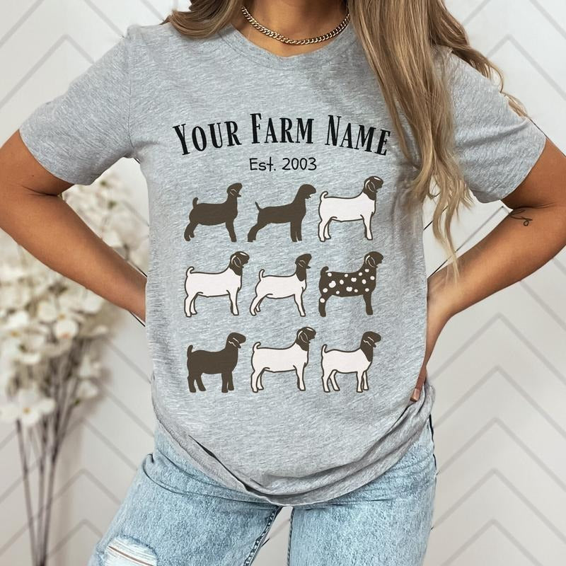Custom Your Farm Name Boer Goat Show America Animals - Adult & Kids T-Shirts, Sweatshirts & Hoodies apparel design preview 1