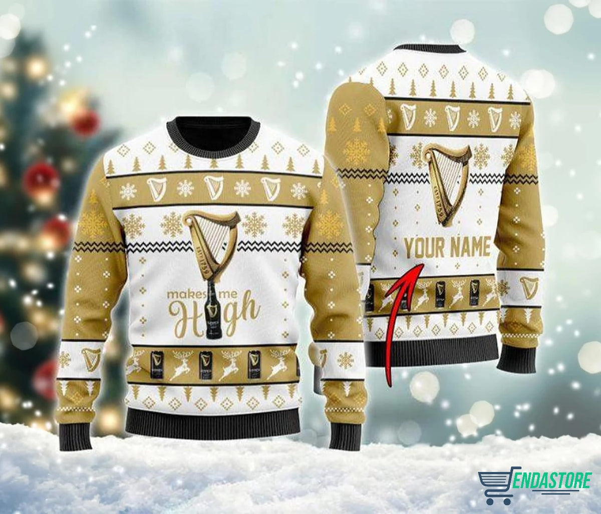 Customized Guinness Makes Me High 3D Ugly Christmas Sweater - Holiday Gift product image